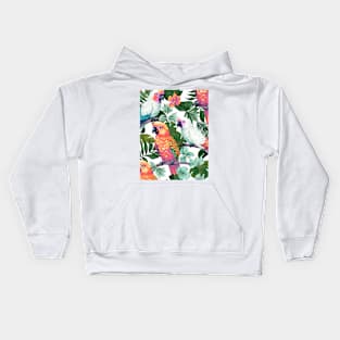 Flowers and Tropical Parrots of the Caribbean Kids Hoodie